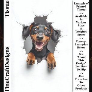 Papel De Seda Cute Peeking Dachshund Perro Cachorro CN8 Desnudar