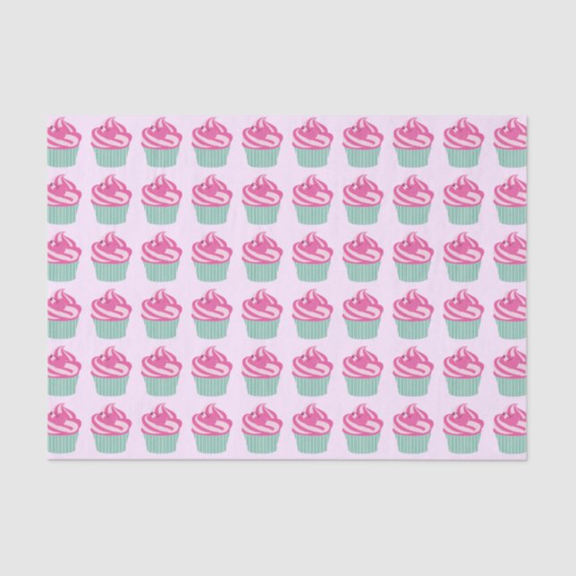 Papel De Seda Cute Pink Cupcakes Pattern (Anverso)