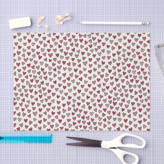 Papel De Seda Cute Pink Little Hearts Tissue Paper (Artesanía)