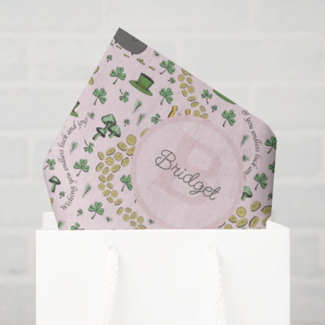 Papel De Seda Cute Pink St. Patrick's Day Baby Girl (Bolsa de regalo)