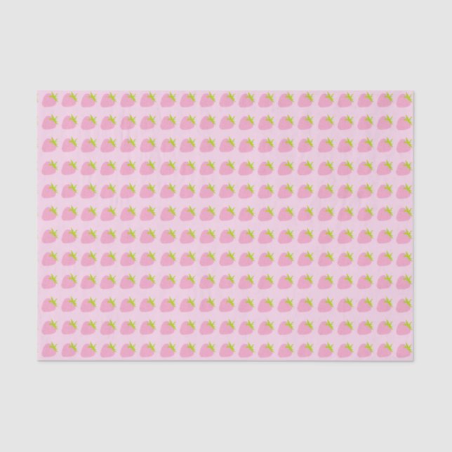 Papel De Seda Cute Pink Strawberries Pattern (Anverso)
