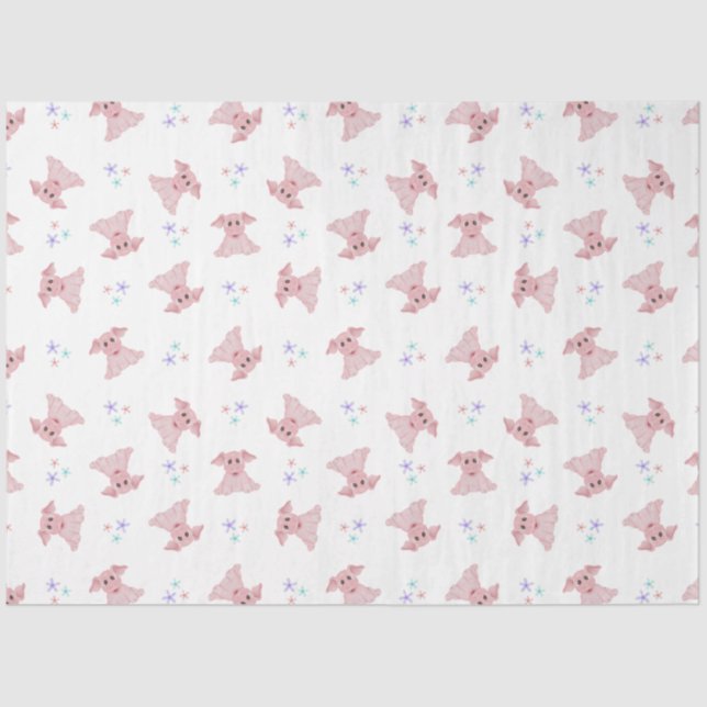 Papel De Seda Cute Pinos Rosa Barnyard Niños Cumpleaños (Anverso)