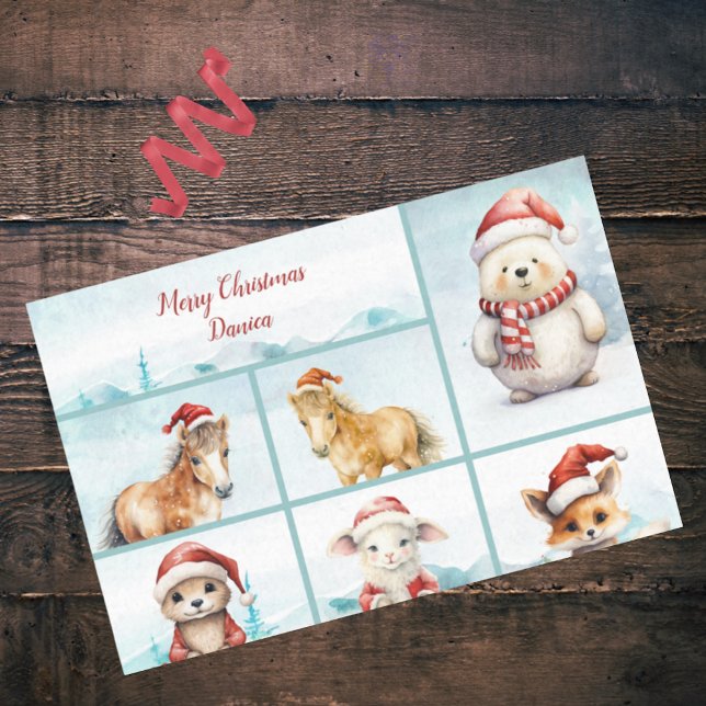 Papel De Seda Cute Ponies Otter Fox Bear Lamb Feliz Navidad (Subido por el creador)