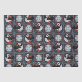 Papel De Seda Cute Puffin Aves Patrón Invierno r