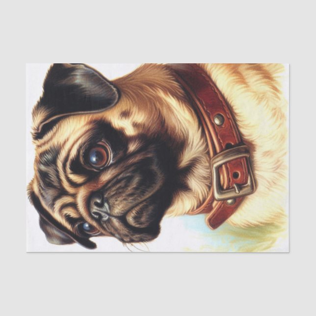 Papel De Seda Cute Pug Retro Pintura (Anverso)