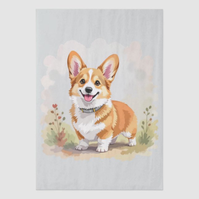 Papel De Seda Cute Red Pembroke Welsh Corgi Dog (Anverso)