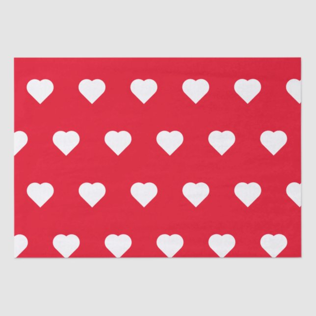 Papel De Seda Cute Red White Heart Día de San Valentín Pattern L (Anverso)