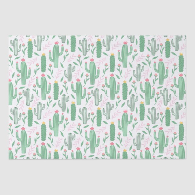Papel De Seda Cute Retro Cactus Suculento Baby Shower Floral (Anverso)