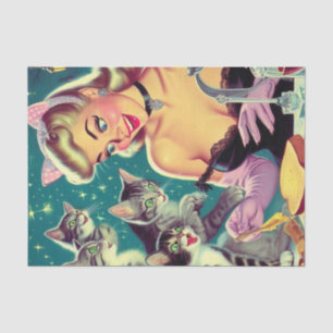 Papel De Seda Cute retro Cat Pin-up