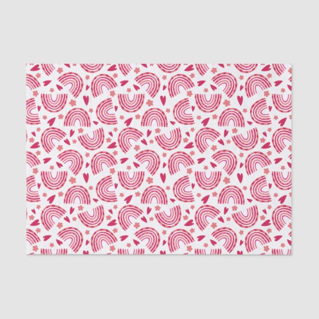 Papel De Seda Cute rosa arcoiris y corazón Patrón niños (Anverso)
