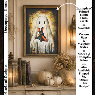 Papel De Seda Cute Rústico Fantasma de Halloween y Conejo FS4R D
