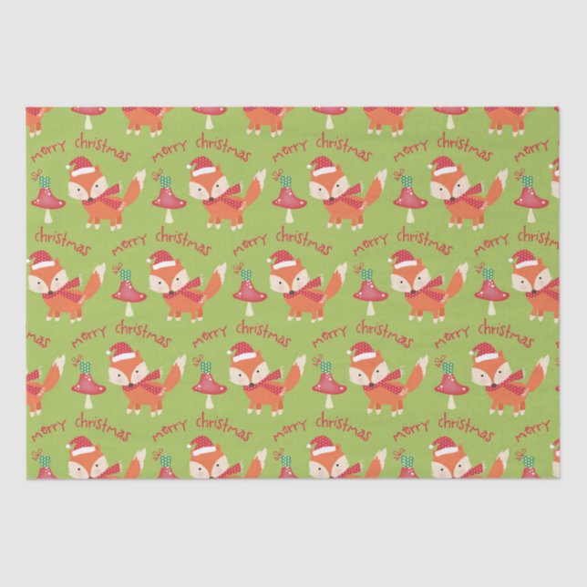 Papel De Seda Cute Santa Fox Feliz Navidad (Anverso)