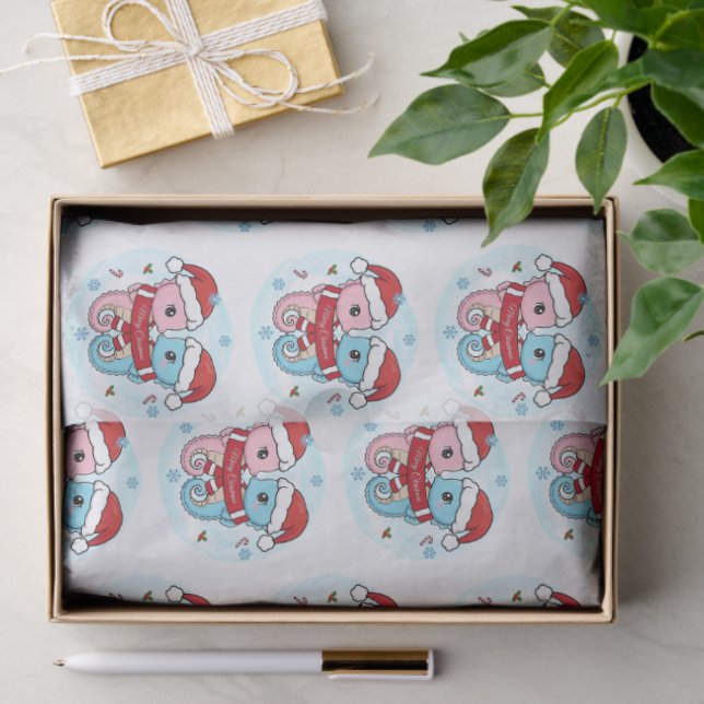 Papel De Seda Cute Seahorses Christmas Tissue Paper (Regalo )