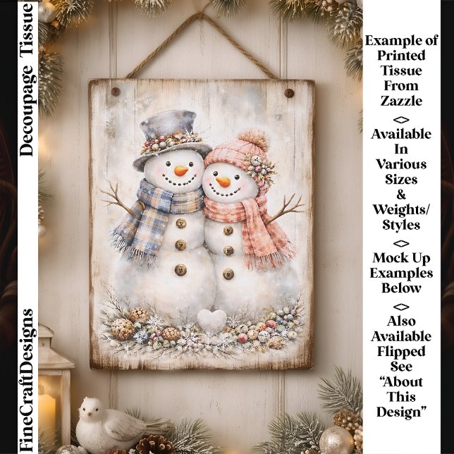 Papel De Seda Cute Shabby Chic Snowman Couple FG2R Decoupage (Subido por el creador)