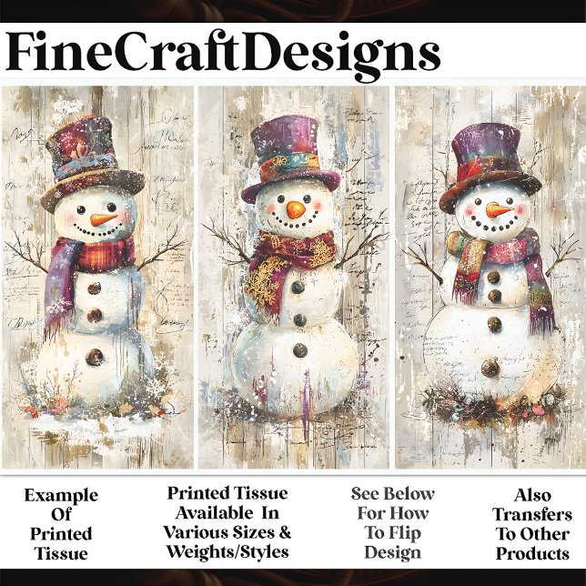 Papel De Seda Cute Shabby Chic Snowmen Borgoña AL6 Desenlace (Subido por el creador)