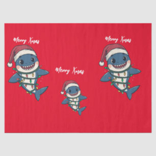 Papel De Seda Cute Shark Feliz Navidad árbol de Navidad invierno