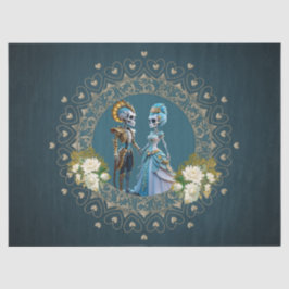 Papel De Seda Cute Skeleton Boda Pareja Estilo Gótico