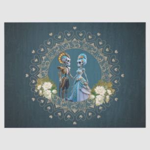 Papel De Seda Cute Skeleton Boda Pareja Estilo Gótico