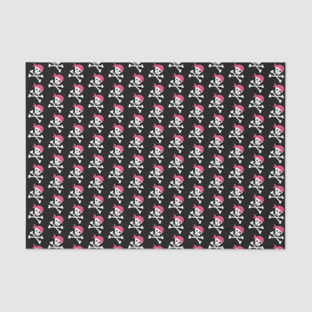Papel De Seda Cute Skull Crossbone Pattern Pirate Tema (Anverso)