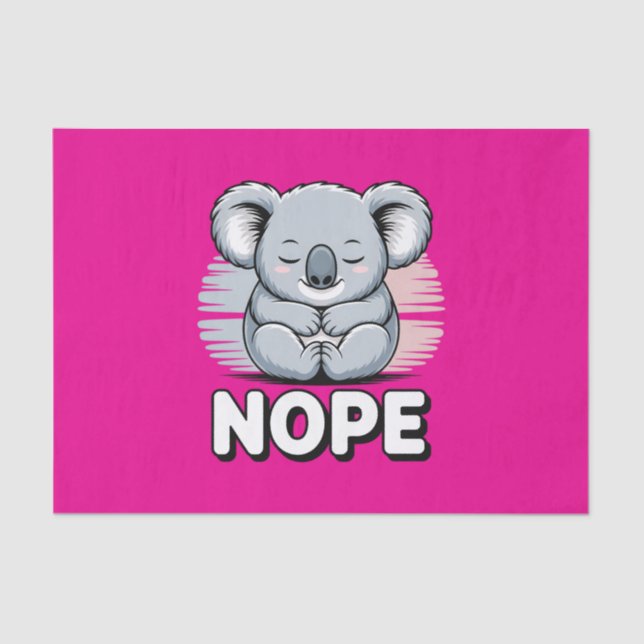 Papel De Seda Cute Sleeping Koala “Nope” Funny Cartoon (Anverso)