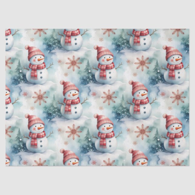Papel De Seda Cute Snowman Christmas  (Anverso)