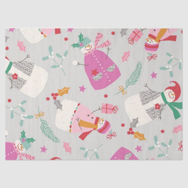 Papel De Seda Cute Snowmen (Anverso)