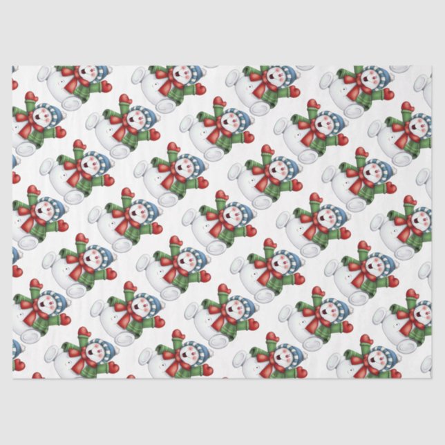 Papel De Seda Cute Snowmen (Anverso)
