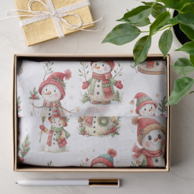 Papel De Seda Cute snowmen with wooly hats  (Regalo )