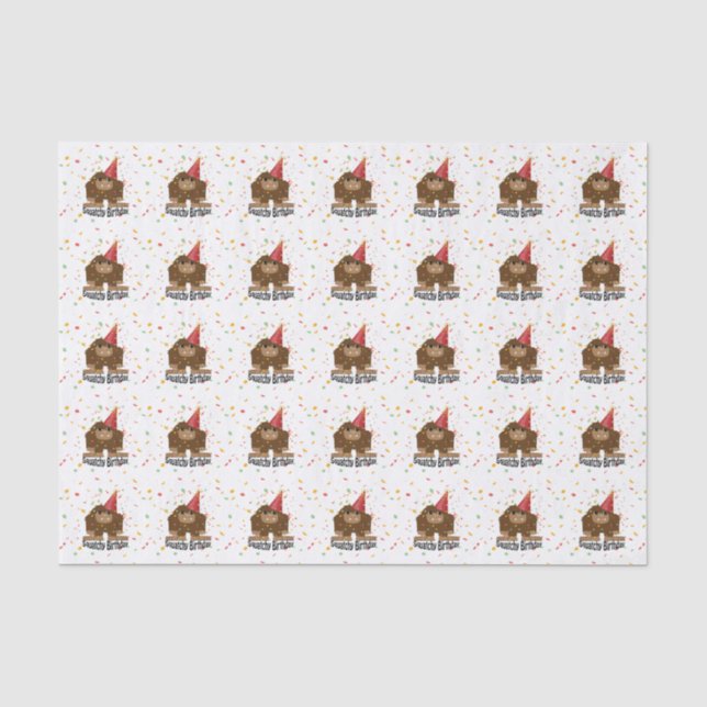 Papel De Seda Cute Squatchy Birthday Bigfoot (Anverso)