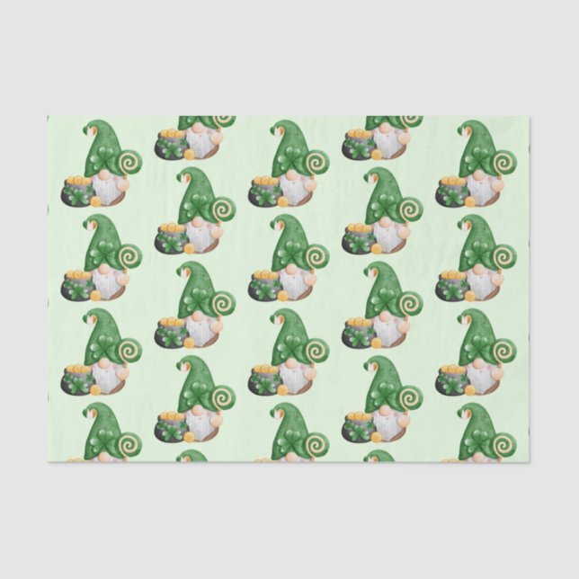 Papel De Seda Cute St. Patrick's Day Lucky Gnomes (Anverso)