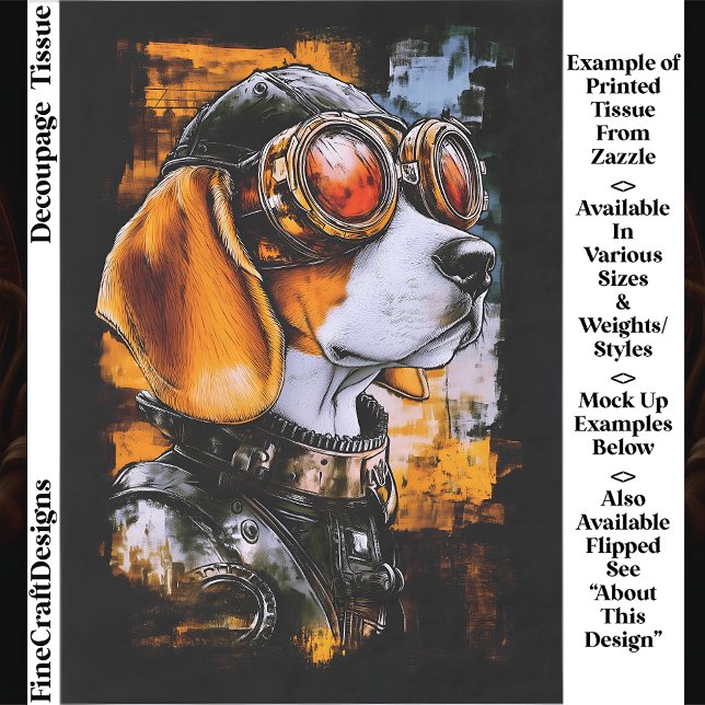 Papel De Seda Cute Steampunk Beagle Dog Aviator EZ1R Decoupage (Subido por el creador)