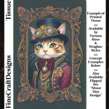 Cute Steampunk Cat, Top Hat, Frame DG4L Decoupage