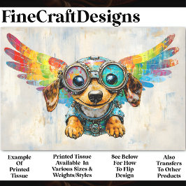 Papel De Seda Cute Steampunk Dachshund Con Wings AV8 Decoupage