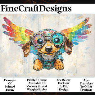 Papel De Seda Cute Steampunk Dachshund Con Wings AV8 Decoupage