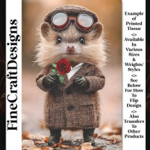 Cute Steampunk Hedgehog + Flor AH4 Decoupage
