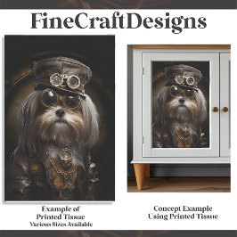 Papel De Seda Cute Steampunk Shih Tzu Pintar Perro D4R Decoupage