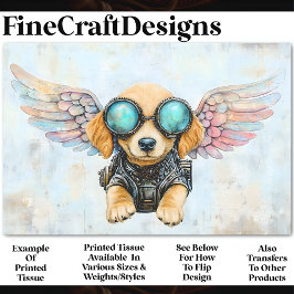 Papel De Seda Cute Steampunk Volando Perro Cachorro AW3 Desengañ