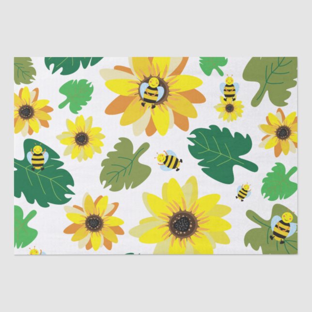 Papel De Seda Cute Sunflower Bee (Anverso)