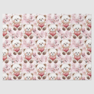 Papel De Seda Cute Teddy Oso Patrón de Corazones del Día de San 