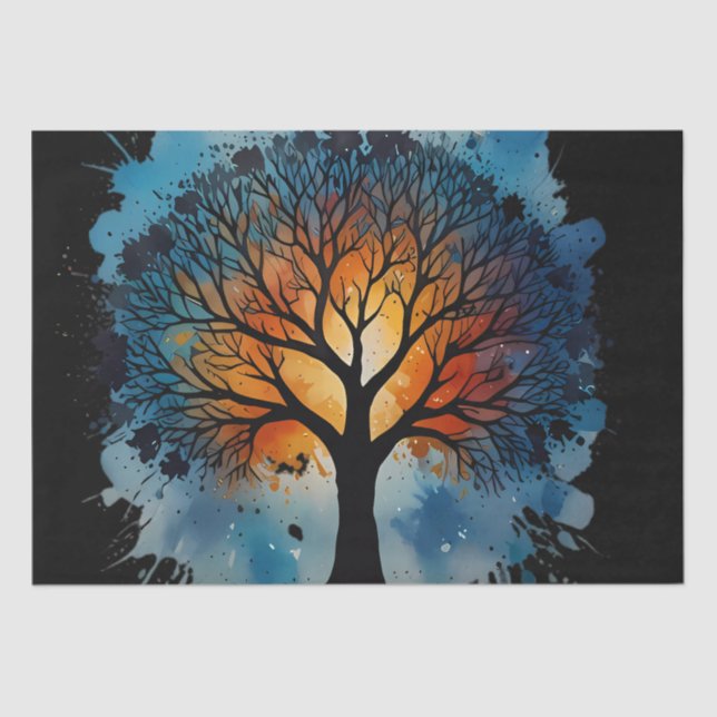 Papel De Seda Cute Tree of Life Watercolor (Anverso)