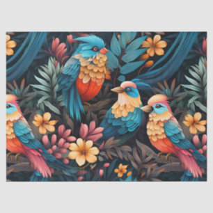 Papel De Seda Cute Tropical Floral Jungle Aves Decoupage