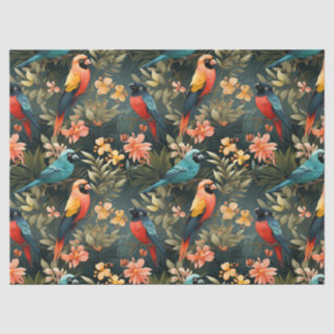 Papel De Seda Cute Tropical Floral Jungle Aves Decoupage