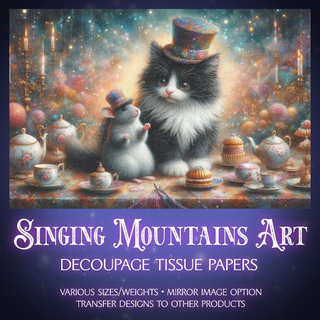 Papel De Seda Cute Tuxedo Cat and Mouse Fantasy Decoupage. (Subido por el creador)