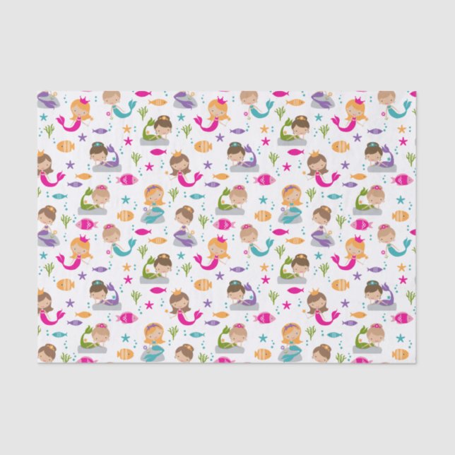 Papel De Seda Cute Under the Sea Mermaid Tissue Paper (Anverso)