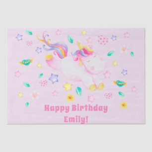 Papel De Seda Cute Unicornio - Cumpleaños Personalizado De Niños