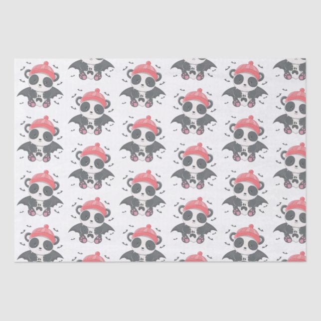 Papel De Seda Cute Vampiro Panda Bats Fantasma Halloween (Anverso)