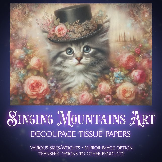 Papel De Seda Cute Victorian Cat in Top Hat Decoupage  (Subido por el creador)