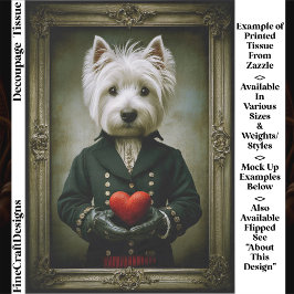 Papel De Seda Cute Victorian Westie Dog, Red Heart ES9 Decoupage