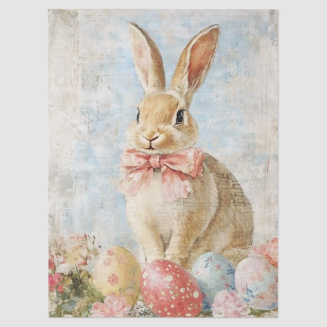 Papel De Seda Cute Vintage Easter Bunny Decoupage (Anverso)