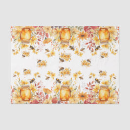 Papel De Seda Cute Watercolor Honey Bees & Flowers